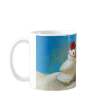 Titled:  Snow Birds - fun snow chicken art! mugs