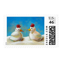 Titled:  Snow Birds - fun snow chicken art! stamps