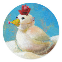 Titled:  Snow Birds - fun snow chicken art! stickers
