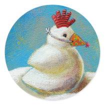 Titled:  Snow Birds - fun snow chicken art! stickers