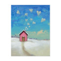 Titled:  Staying Warm - Adorable cabin of love postcards