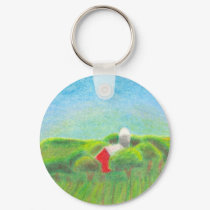 Titled:  The Farm - crayola crayon drawing ART keychains