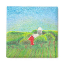 Titled:  The Farm - crayola crayon drawing ART magnets