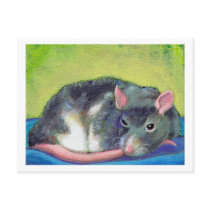Titled:  The Guardian - Beautiful smart pet rat postcards