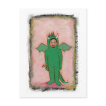 Titled:  The Guy in the Dragon Suit  - fun art postcards