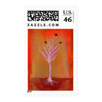 Titled:  Tiny Art #534 (Bare Tree with Crows) Stamp
