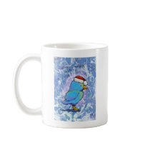 Titled:  Tiny Art #598 - Angry Santa Bird ART mugs