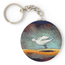 Titled:  Two Birds - unique emotional bird art keychains