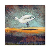 Titled:  Two Birds - unique emotional bird art magnets