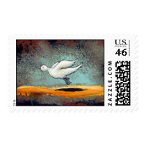 Titled:  Two Birds - unique emotional bird art postage