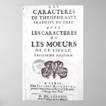 Titlepage 'Les Caracteres de Theophraste posters