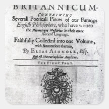 Titlepage 'Theatrum Chemicum Britannicum' Square Sticker