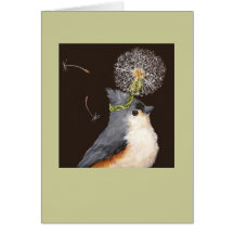 titmouse with dandelion card Leah