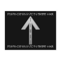 Tiwaz Rune grey Post Card