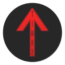 Tiwaz Rune red Round Stickers
