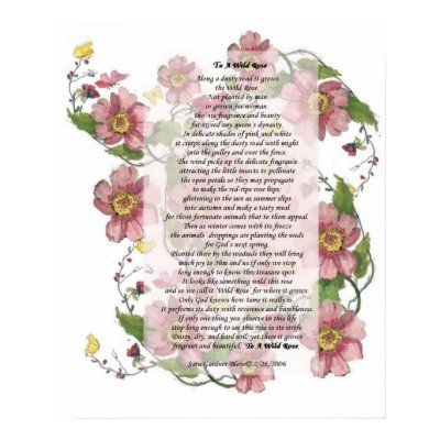 To A Wild Rose Poem Print by sara0401