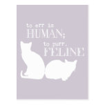 To err is human to purr feline - all colours postcard