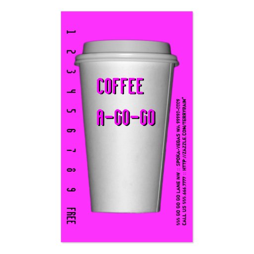 To Go Cup A-Go-Go Business Card (front side)