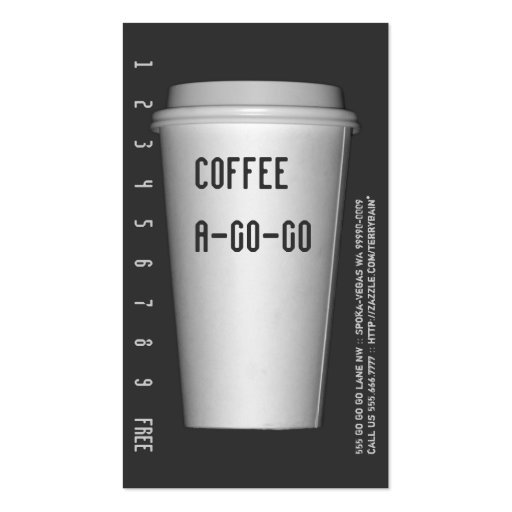 To Go Cup A-Go-Go Business Cards (front side)