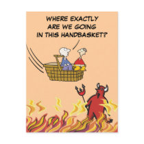 To Hell in a Handbasket Postcard by glenndesigns To Hell in a Handbasket Postcard