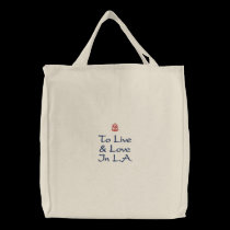 To Live And Love In L.A. Natural embroidered bags