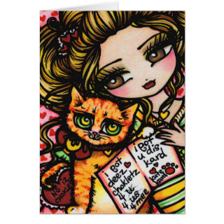 To Mom From Cat Cute Comic Art by Hannah Lynn Greeting Cards