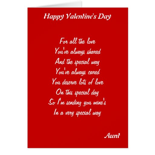 To My Aunt On Valentines Day Card Zazzle 