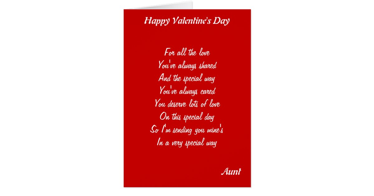 To my aunt on valentine's day card | Zazzle