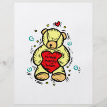 to my honey bear holding red love heart personalized flyer