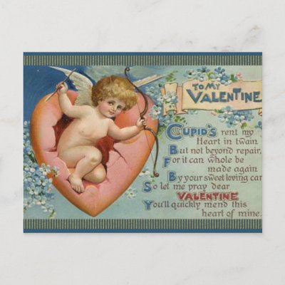 To My Valentine Cupid and Heart Altered Art Card Postcards by 