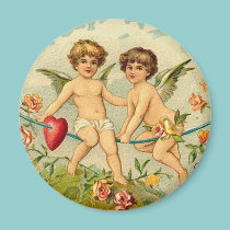 To My Valentine Cupids on a Rope of Hearts magnets