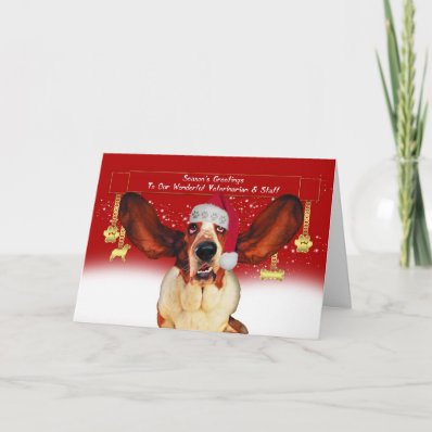 to my vet christmas holiday card with basset hound