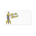 to the moon retro space rocket personalized address label