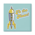 to the moon retro space rocket magnets