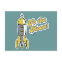 to the moon retro space rocket postcards
