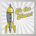 to the moon retro space rocket