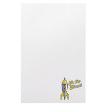 to the moon retro space rocket stationery paper
