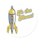 to the moon retro space rocket stickers