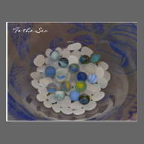 To The Sea ~ Sea glass marbles postcards