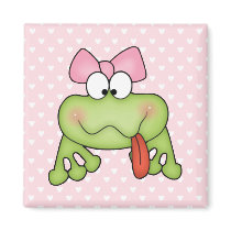 Toadally Cute Girl Frog Fridge Magnets
