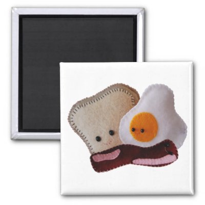 toast bacon egg magnet by LPFedorchak. designed with a plush like look of a
