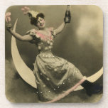 Toast of Champagne on a Crescent Moon Drink Coaster