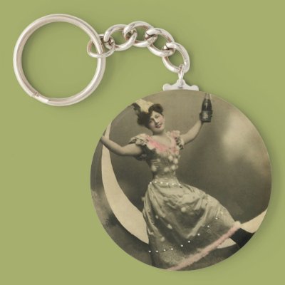 Toast of Champagne on a Crescent Moon Key Chains Zazzle_keychain
