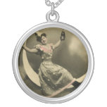 Toast of Champagne on a Crescent Moon Personalized Necklace