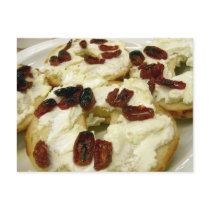 Toasted bagel with goat cheese postcards by JeanC_PurpleDucky Toasted bagel with goat cheese postcards