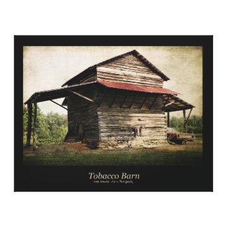 Tobacco Barn Black Border Wrapped Canvas Print