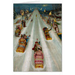Toboggans On a winter night Card