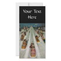 Toboggans On a winter night Customized Photo Card
