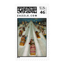 Toboggans On a winter night Stamps