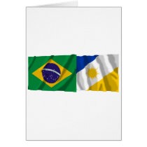 Tocantins & Brazil Waving Flags Card